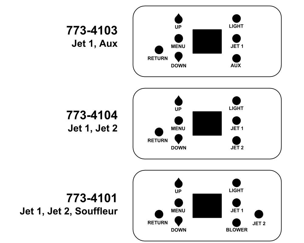 Clavier de contrôle Waterway NEO 2100 · 3 fonctions Jet 1 / Jet 2 / Souffleur – Image 2