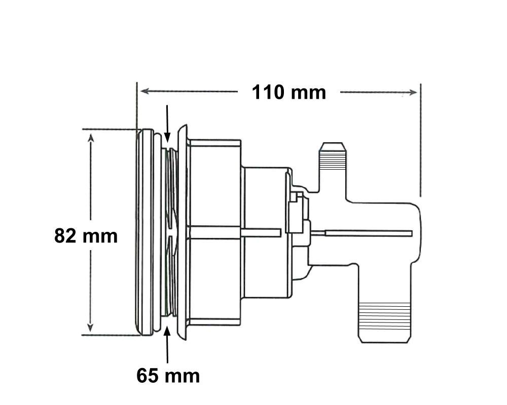 Douille Waterway Poly Storm à visser · 82 mm · Compatible LED · Effet Venturi intégré – Image 2