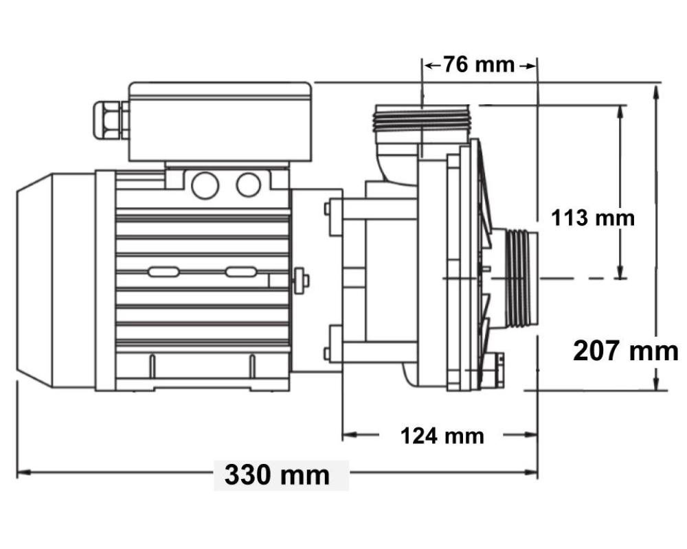 Pompe de massage HydroAir HA460 1,3 kW · Aspiration centrale · Interrupteur pneumatique intégré – Image 2