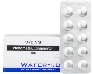 Pastilles DPD3 PoolLAB TbsPD3100 · Mesure du chlore combiné et total · Boîte de 100