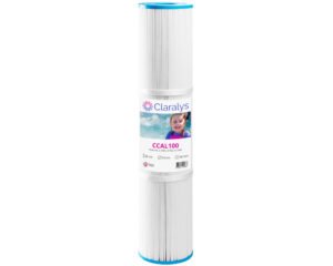Filtre spa Claralys CCAL100 · Ø125 mm · Longueur 595 mm · Double ouverture 54 mm