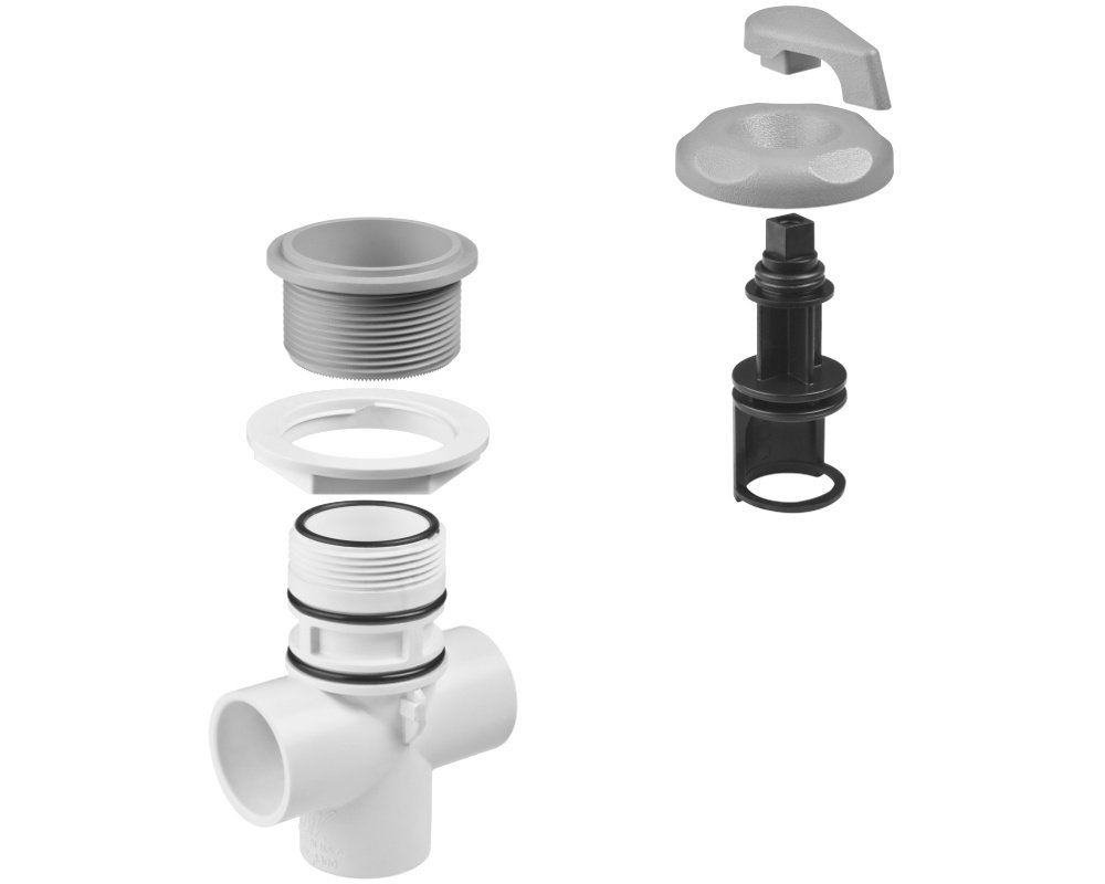 Vanne de répartition Waterway 1" Classique · Gris lisse · Pour buses de spa – Image 2