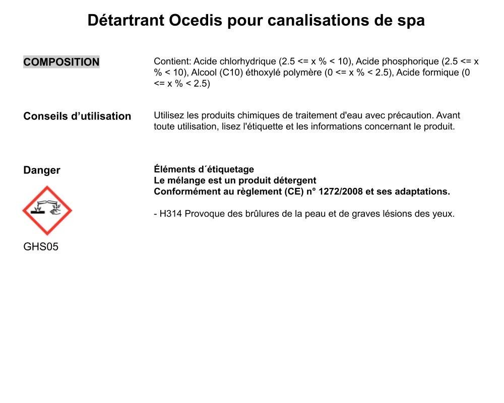 Détartrant canalisations Ocedis O Spa 1L · Élimination calcaire avant vidange – Image 2