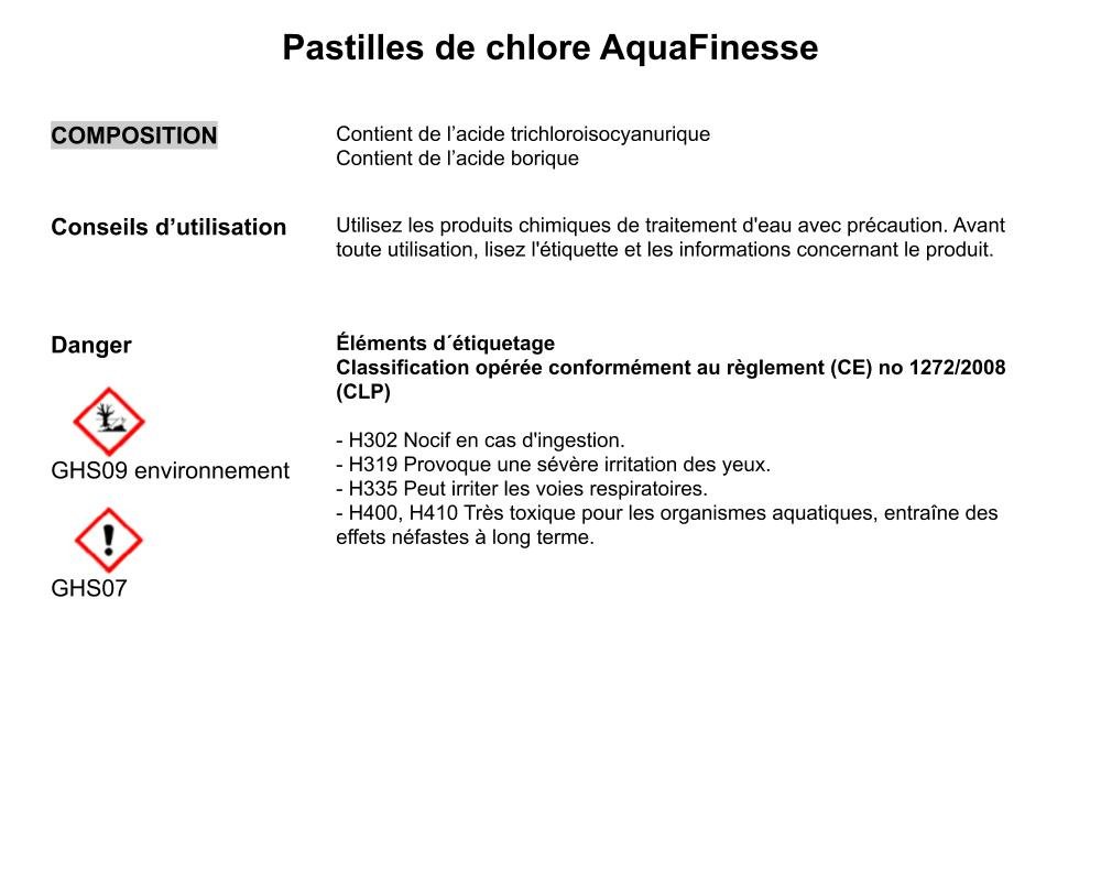 Recharge de chlore AquaFinesse AFCLREFILL-209 · Pastilles à dissolution lente · 360 g – Image 2