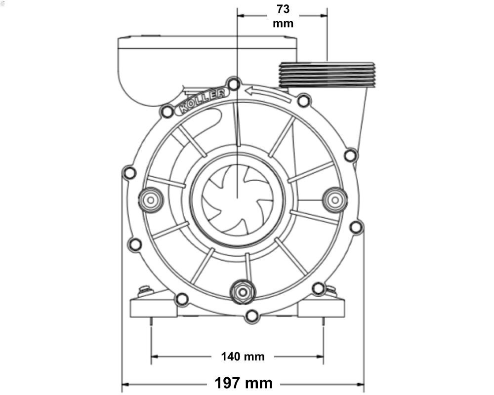 Pompe de massage Koller 240-4633A 3 HP · Débit 1020 L/min · Mono-vitesse – Image 3