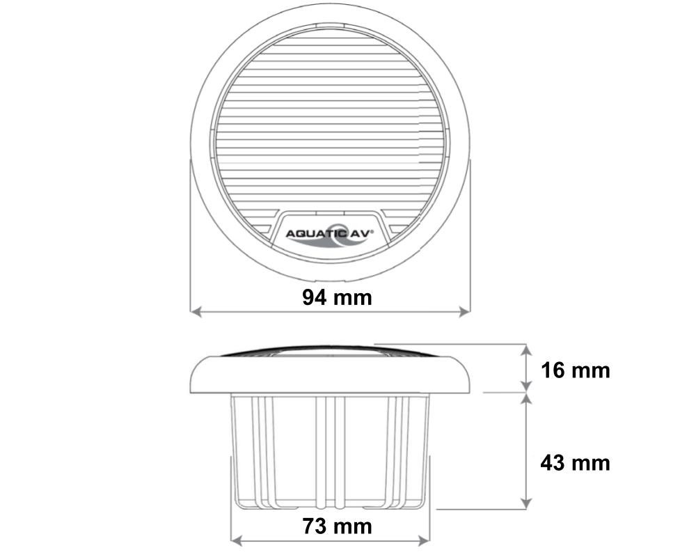 Haut-parleur spa Aquatic AV SP314 · 3" · 30W RMS · Grille inox – Image 3