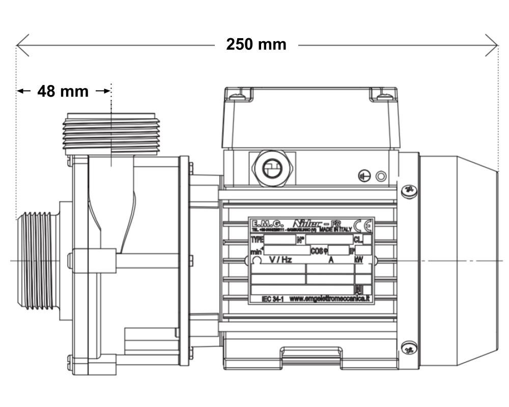 Pompe de circulation Waterway Tiny Might TM1/16HP · 86 L/min · Moteur EMG 200 W – Image 2